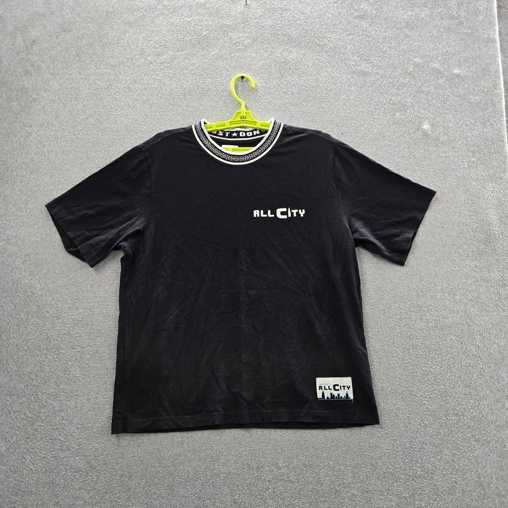 Just Don Men Shirt M Black All City Logo Short Sleeve Ringer